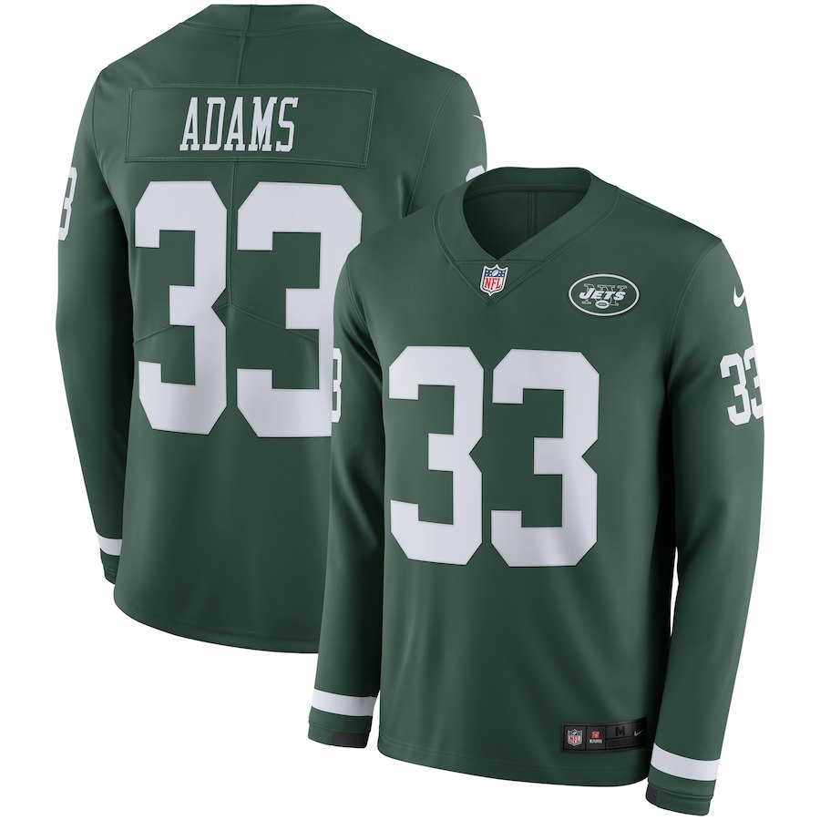 Men New York Jets #33 Adams green Limited NFL Nike Therma Long Sleeve Jersey->new york jets->NFL Jersey